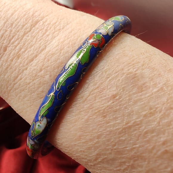 Beautiful Vintage Blue Cloisonne Bangle Size 7 and 3/4 - Picture 6 of 6